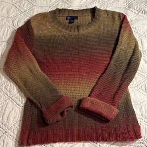 Relativity Red and Brown Gradient Crew Neck Sweater